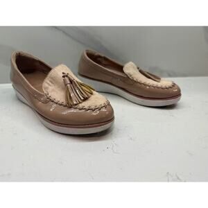 Fitflop Women’s Size 5 Paige Taupe Faux Pony Moccasin Loafer Shoes